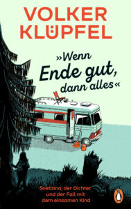 Buch Cover, ein Wohnmobil und Bäume, illustriert
